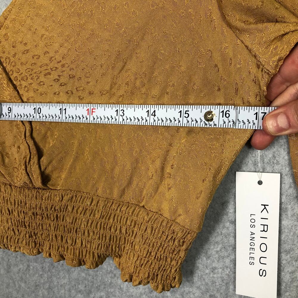 Kirious‎ Shirt Womens Small Gold Blouse Crop Open Back Twee Festival Animal Mob - Picture 11 of 11